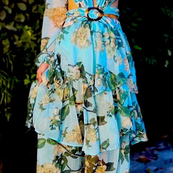 Luxxel Garden turquoise maxi dress size M - Picture 2 of 3